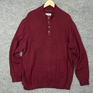 New Tommy Bahama Mens Size 3XL Sweater Maroon Cotton Blend  Heavy Knit Mock Neck